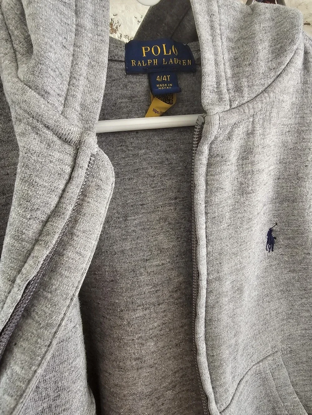 Ralph Lauren Kids Light Gray Hooded Zip Sweatshirt